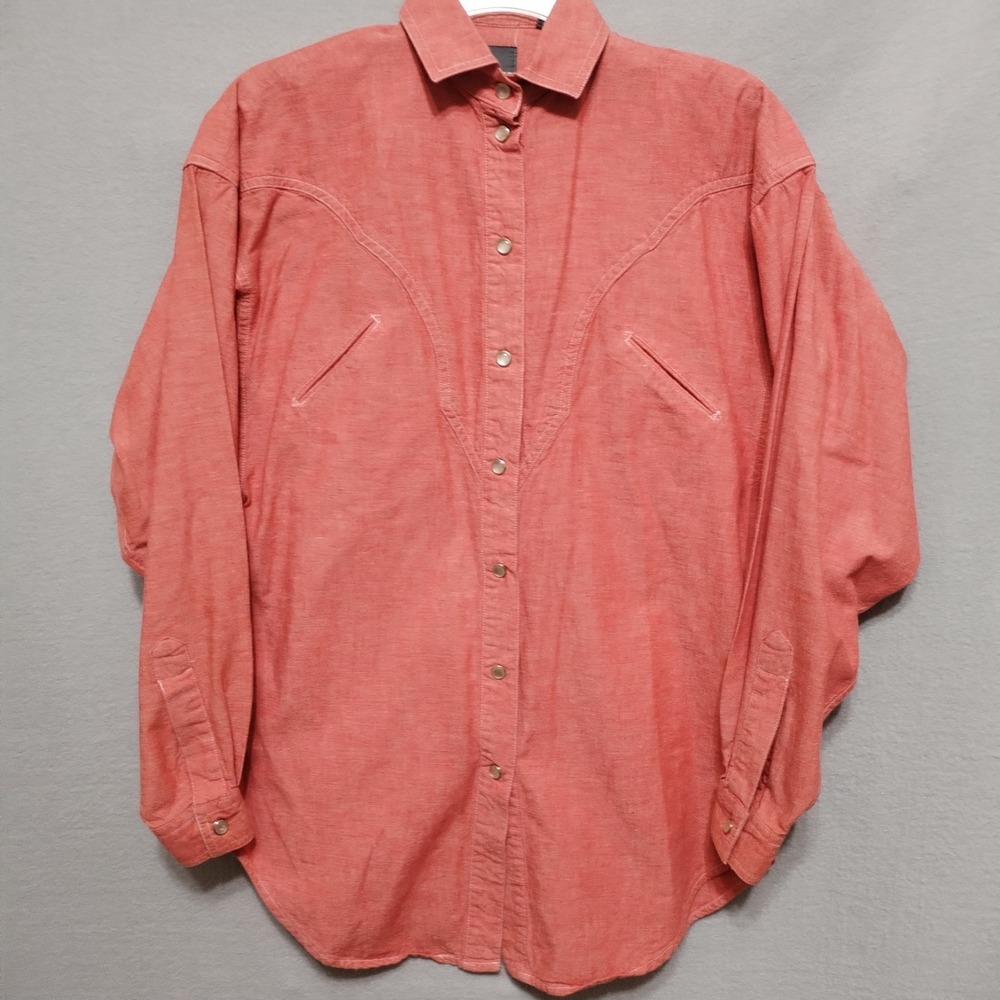 LIZ CLAIBORNE Women's Small‎ Long Sleeve Pearl Button Western Rodeo Shirt Orange